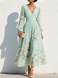 Women's Floral V-Neck Midi Dress