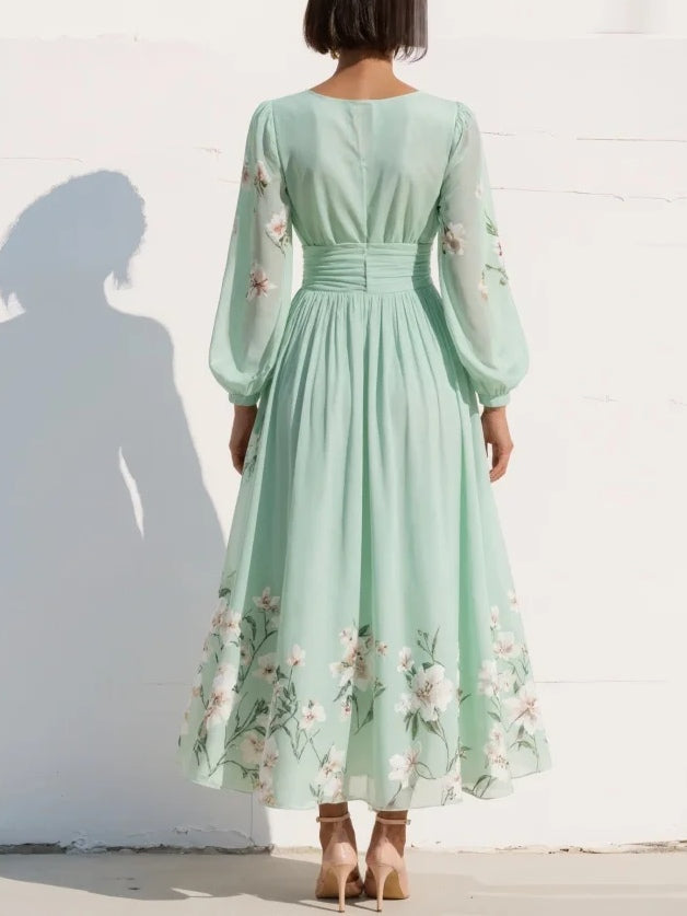 Women's Floral V-Neck Midi Dress