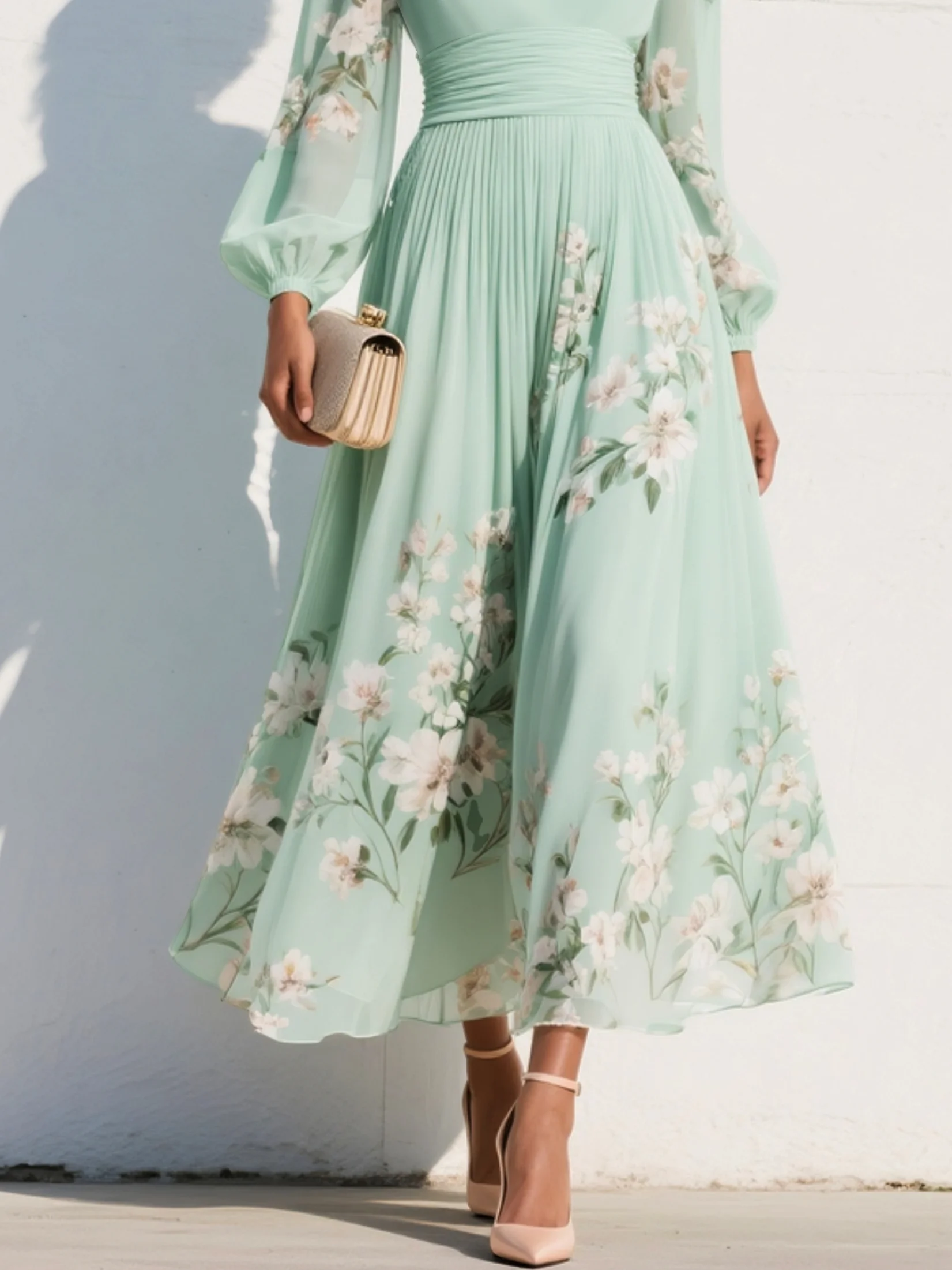 Women's Floral V-Neck Midi Dress
