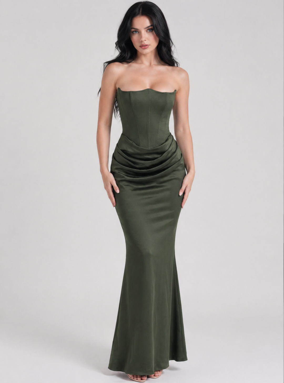 Women's Glamorous Corset Bodice Maxi Dress