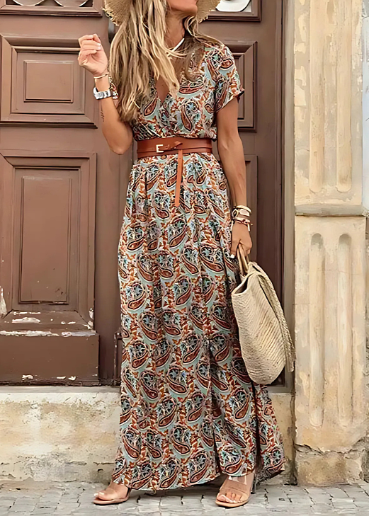Women's  Airy Boho Maxi Dress With FREE Matching Belt