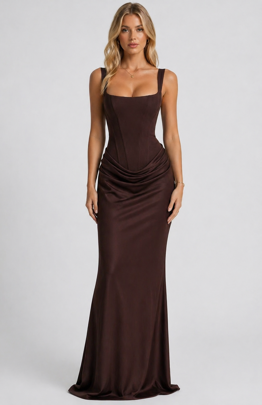 Women's Graceful Flowing Satin Maxi Dress