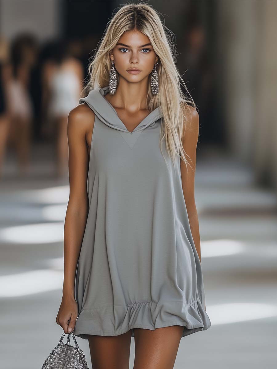 Women's Sleeveless Hooded Mini Dress