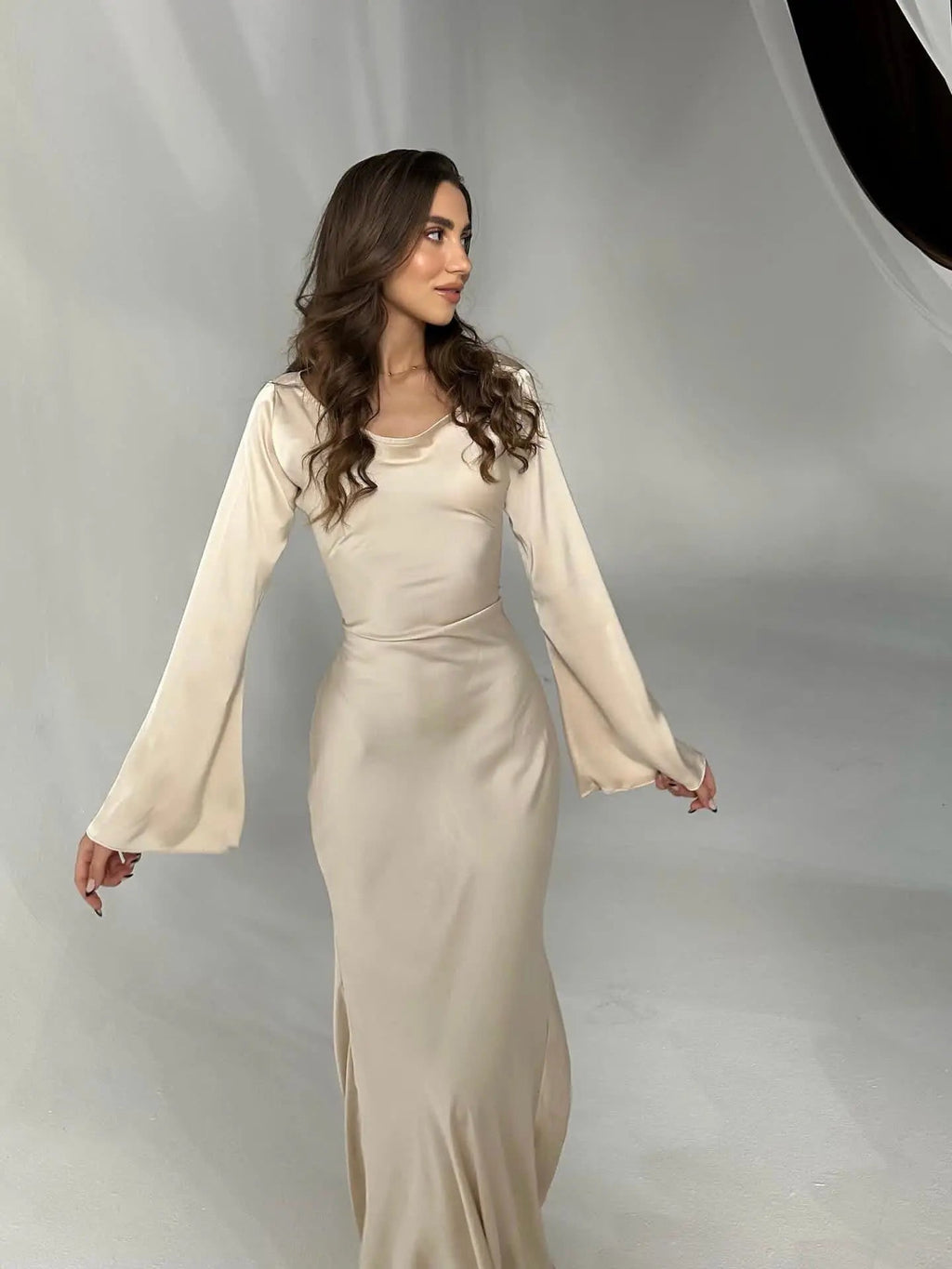 Women's Long Sleeve Fitted Maxi Dress