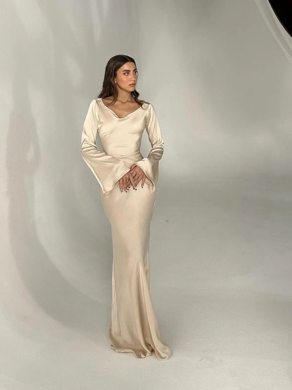 Women's Long Sleeve Fitted Maxi Dress