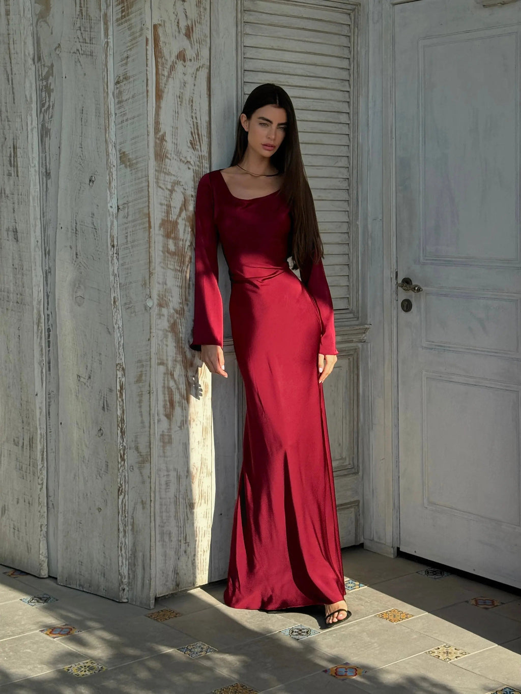 Women's Long Sleeve Fitted Maxi Dress