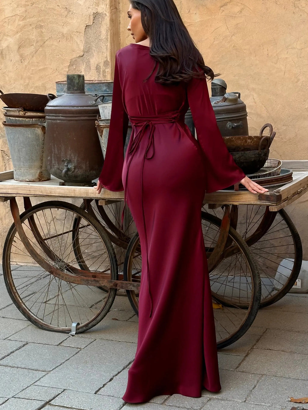 Women's Long Sleeve Fitted Maxi Dress