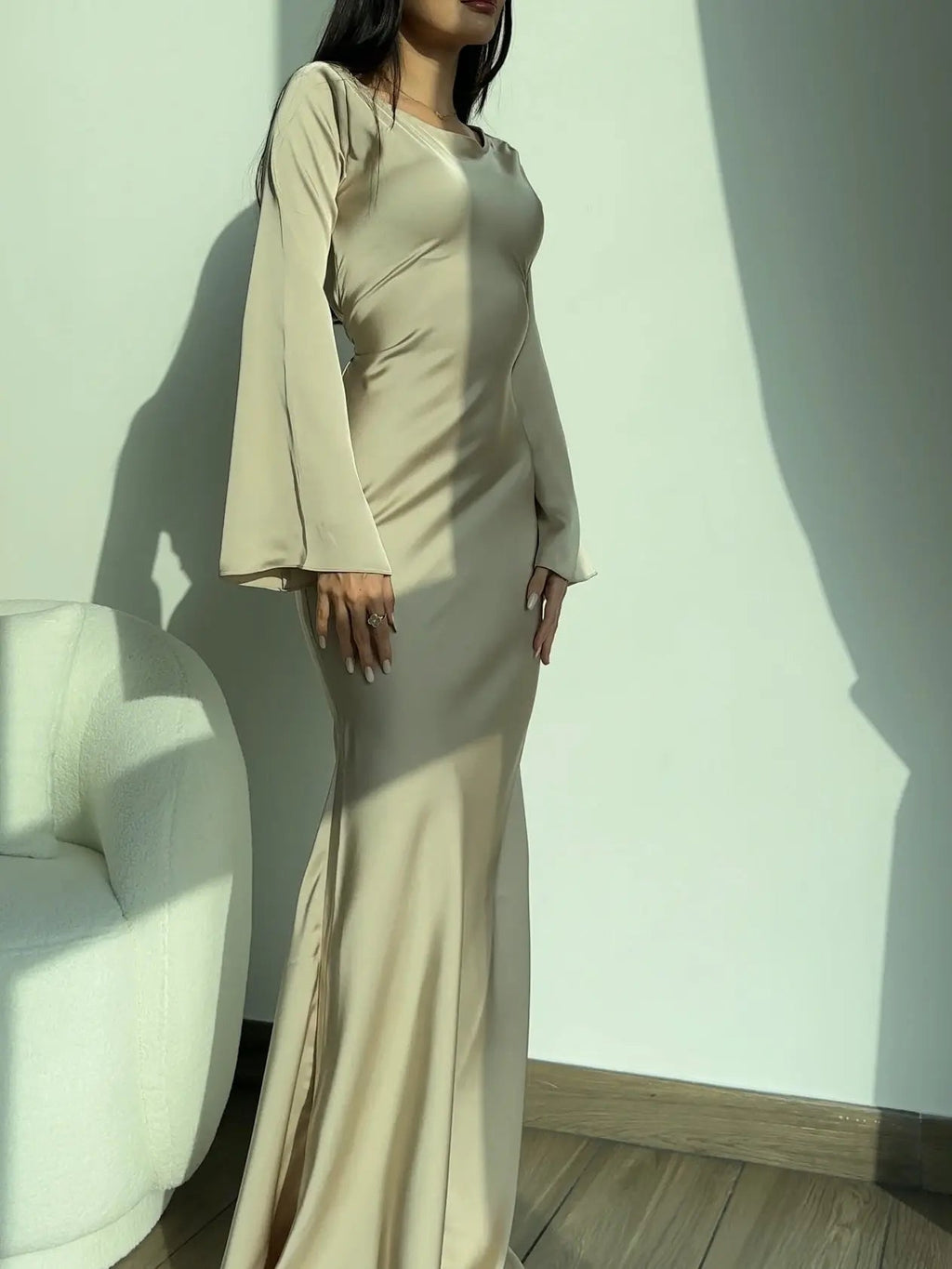 Women's Long Sleeve Fitted Maxi Dress