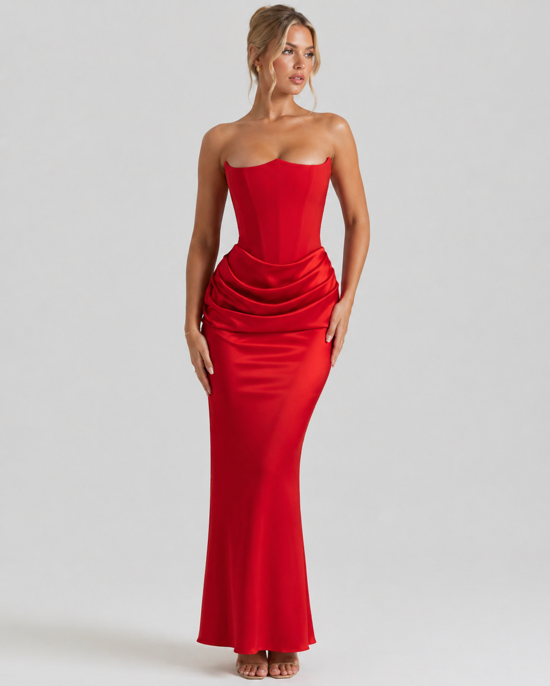 Women's Glamorous Corset Bodice Maxi Dress
