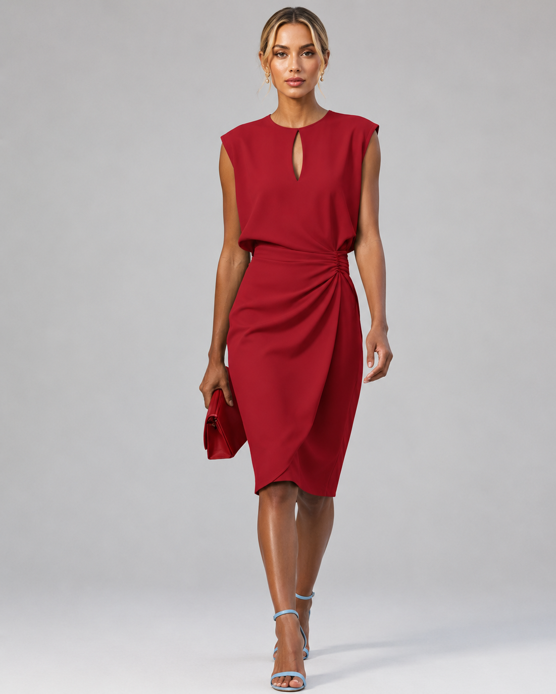 Women's Elegant Sleeveless Fitted Midi Dress