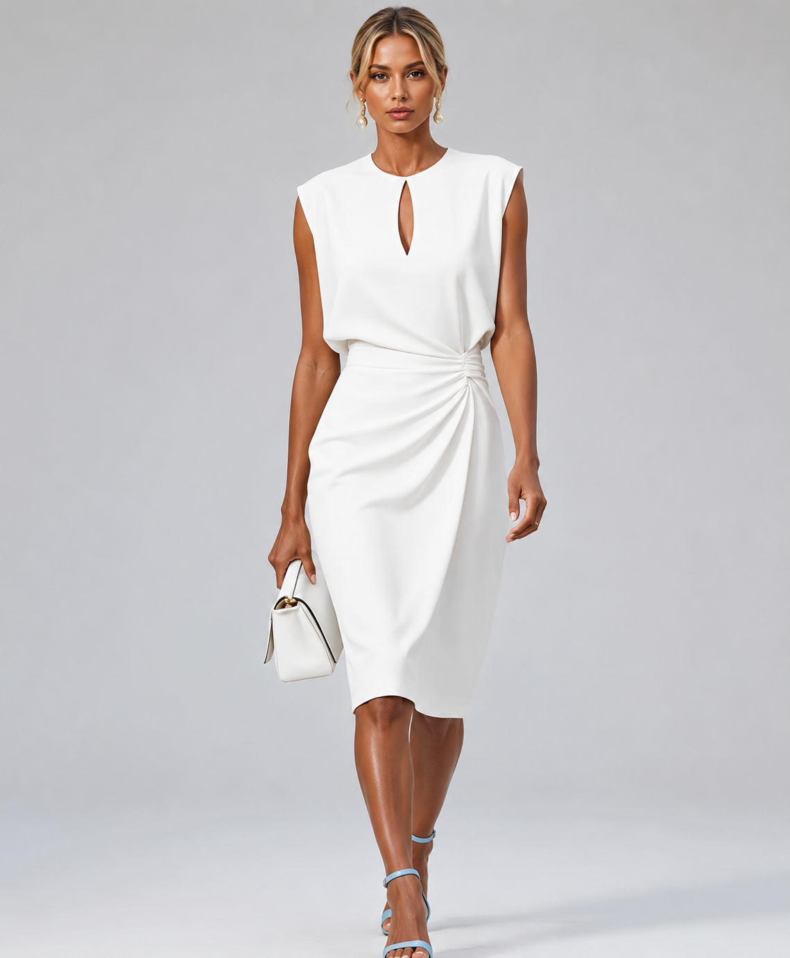 Women's Elegant Sleeveless Fitted Midi Dress