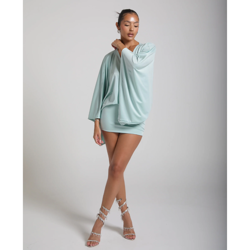Women's Cocktail V-Neck Ruched Bodycon Mini Dress