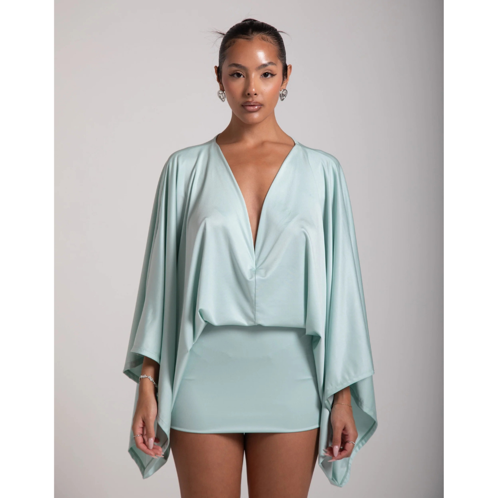 Women's Cocktail V-Neck Ruched Bodycon Mini Dress