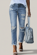Women’s High-Waist Distressed Skinny Jeans – Sculpted Fit with Modern Edge