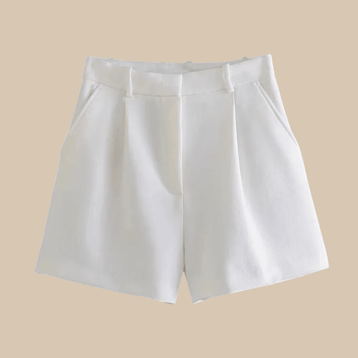 Women’s High-Waist Pleated Shorts with Belt and Side Pockets