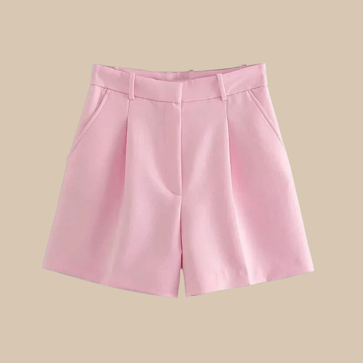 Women’s High-Waist Pleated Shorts with Belt and Side Pockets