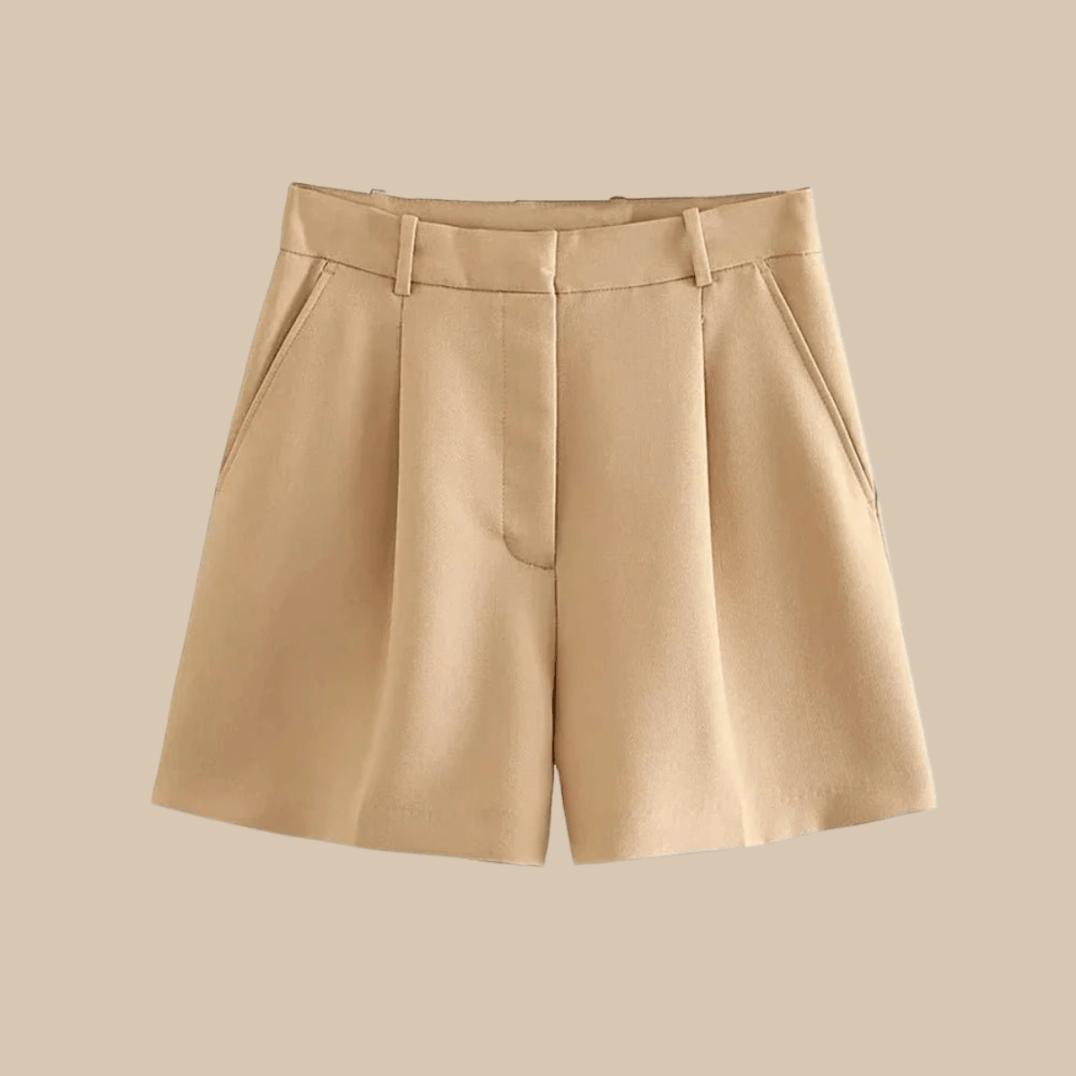 Women’s High-Waist Pleated Shorts with Belt and Side Pockets