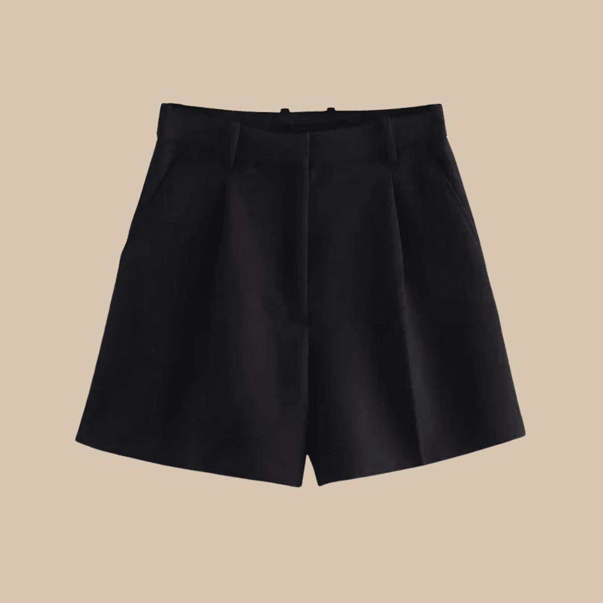 Women’s High-Waist Pleated Shorts with Belt and Side Pockets