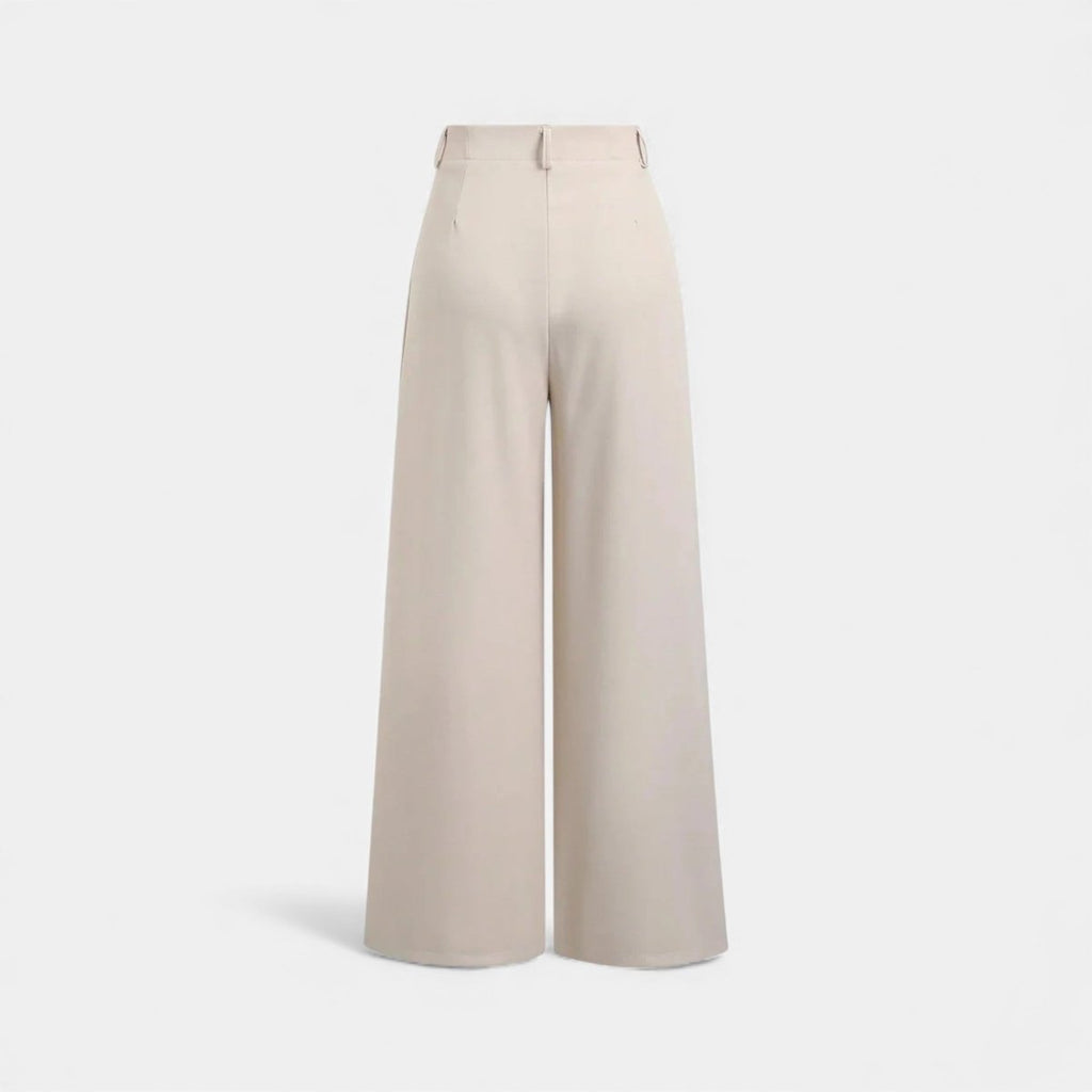 Women’s High-Waist Pleated Wide-Leg Pants with Tailored French-Inspired Silhouette