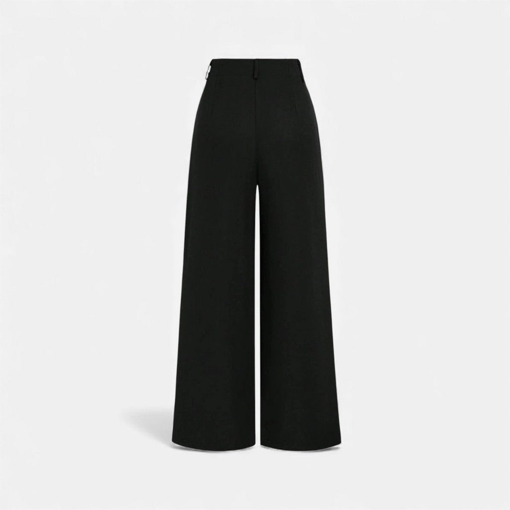 Women’s High-Waist Pleated Wide-Leg Pants with Tailored French-Inspired Silhouette