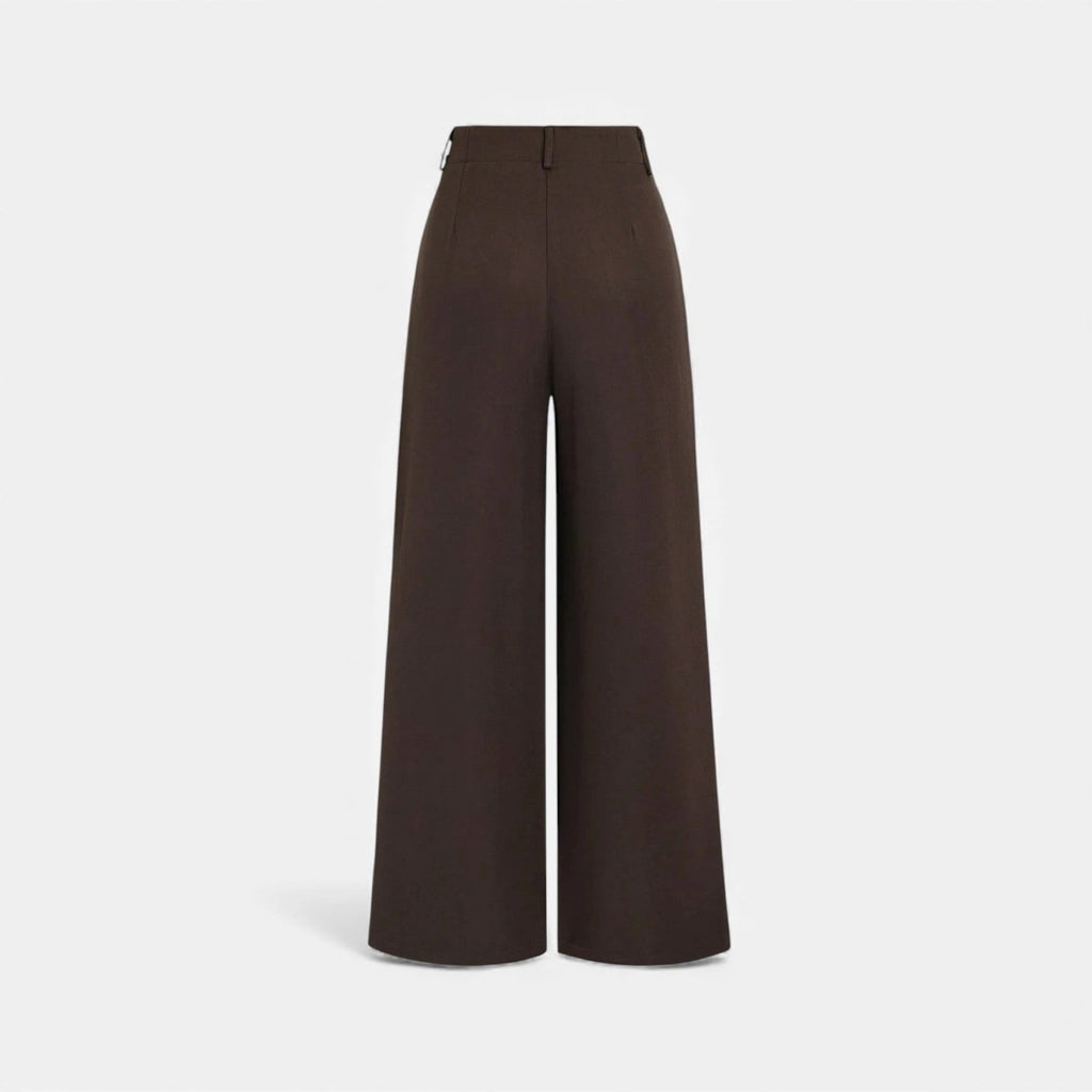 Women’s High-Waist Pleated Wide-Leg Pants with Tailored French-Inspired Silhouette