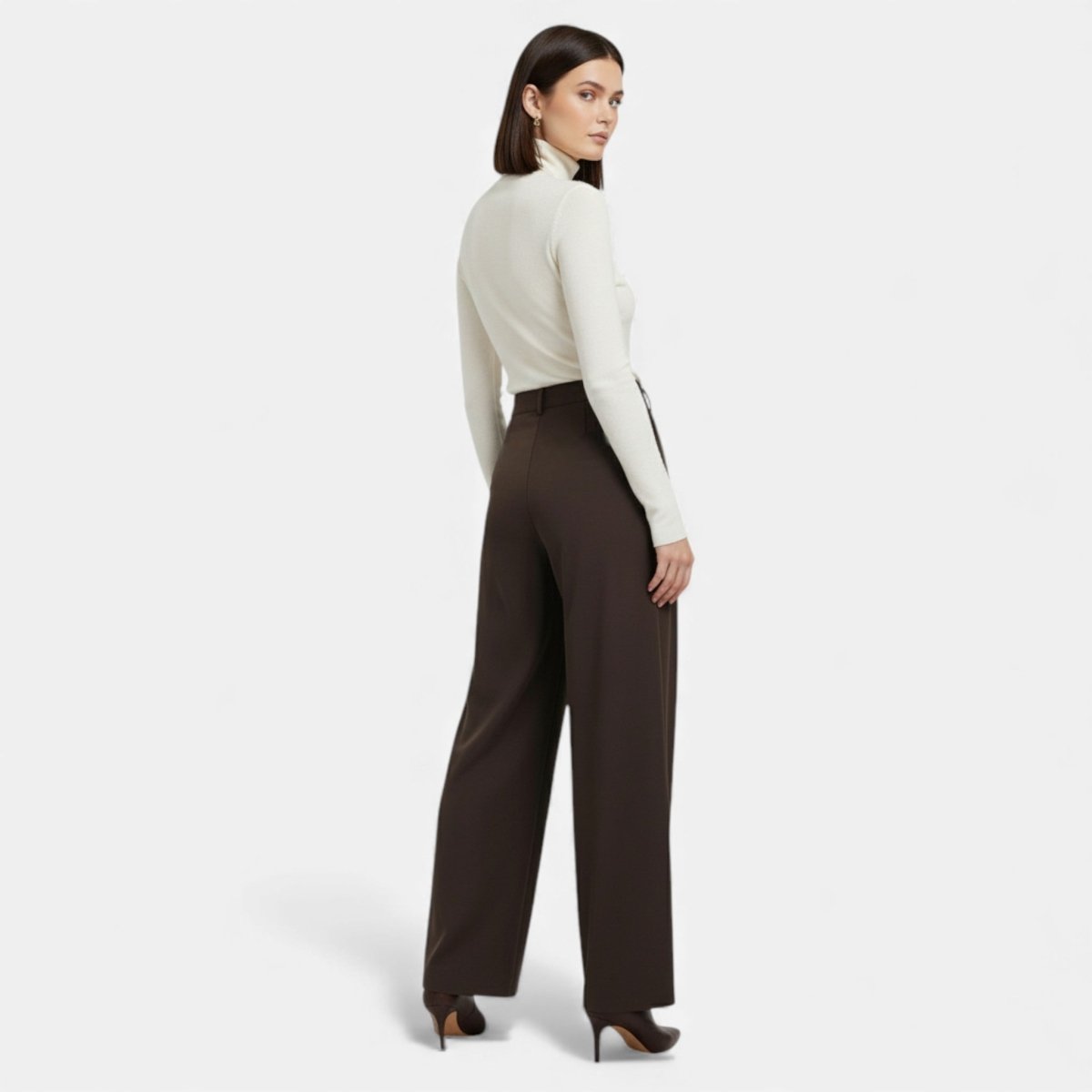 Women’s High-Waist Pleated Wide-Leg Pants with Tailored French-Inspired Silhouette