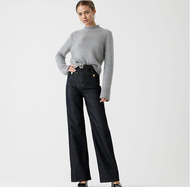 Women’s High-Waist Wide-Leg Jeans – Structured Tailored Fit Denim Pants