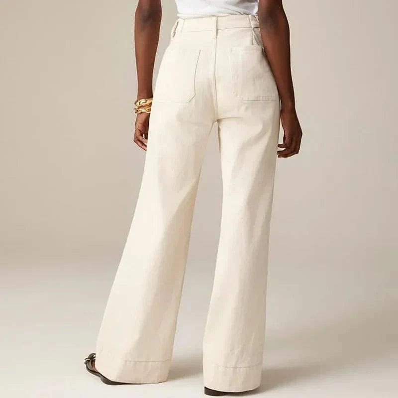 Women’s High-Waist Wide-Leg Jeans – Structured Tailored Fit Denim Pants