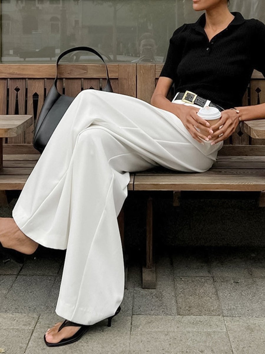 Women’s High-Waist Wide-Leg Pants with Belt Loops