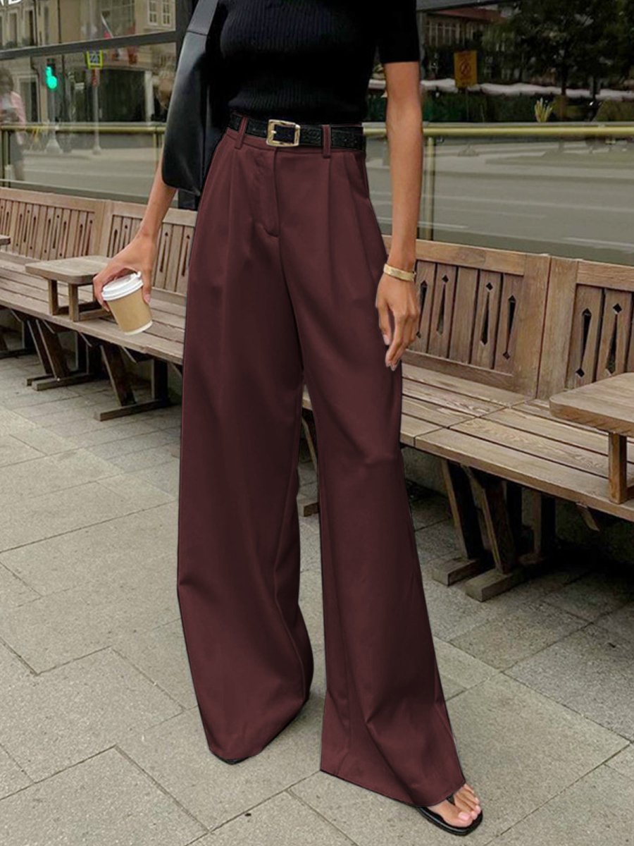 Women’s High-Waist Wide-Leg Pants with Belt Loops
