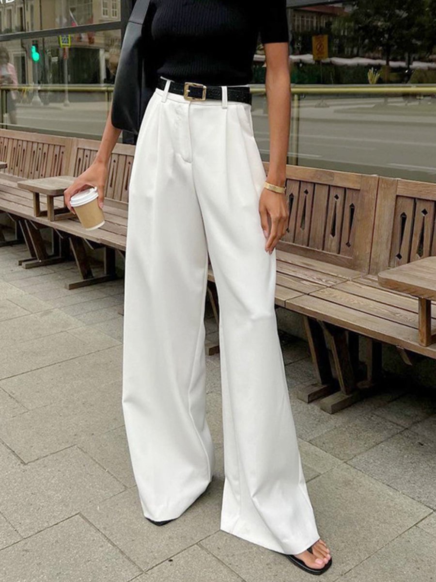 Women’s High-Waist Wide-Leg Pants with Belt Loops