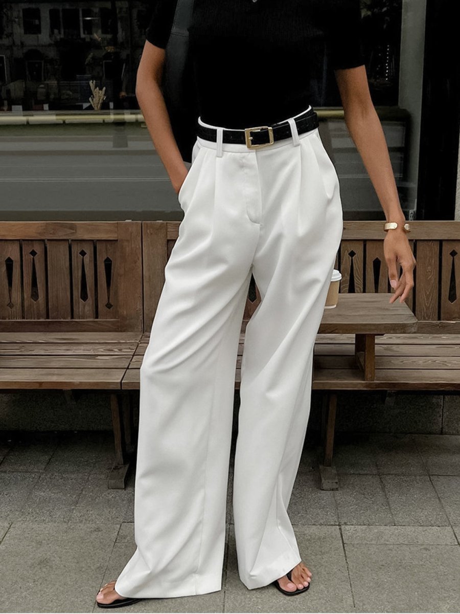 Women’s High-Waist Wide-Leg Pants with Belt Loops