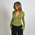 Women’s Lace Bell Sleeve Top with V-Neck Silhouette for Elegant Styling