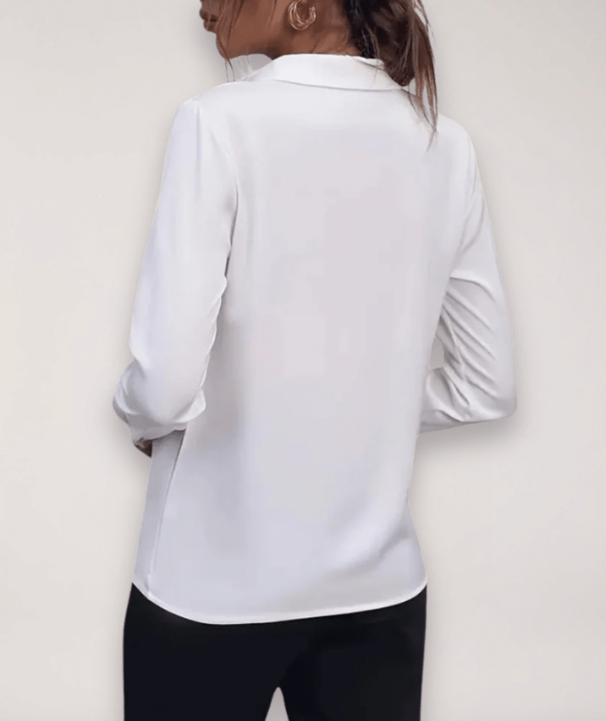 Women’s Long Sleeve Button-Up Blouse with Collared Neck