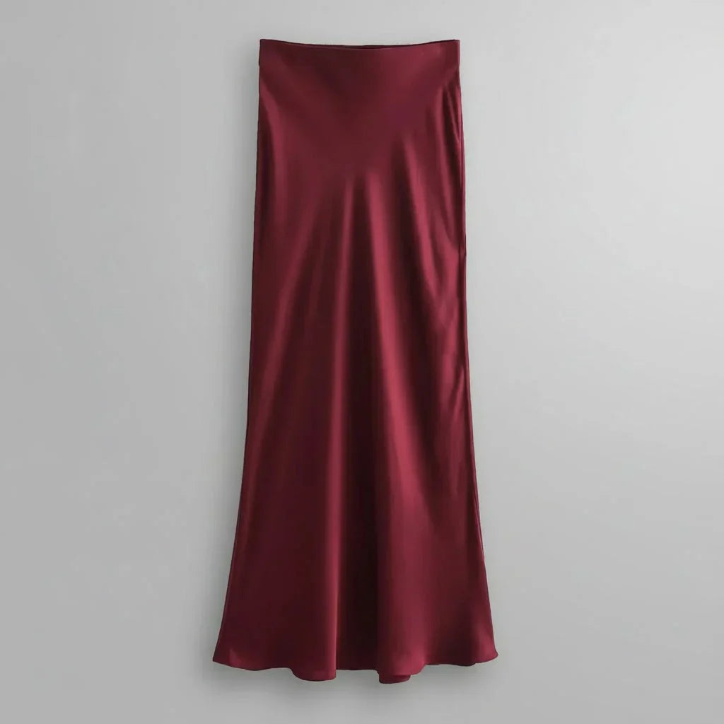Women’s Midi Skirt with Smooth Finish and Flared Hem