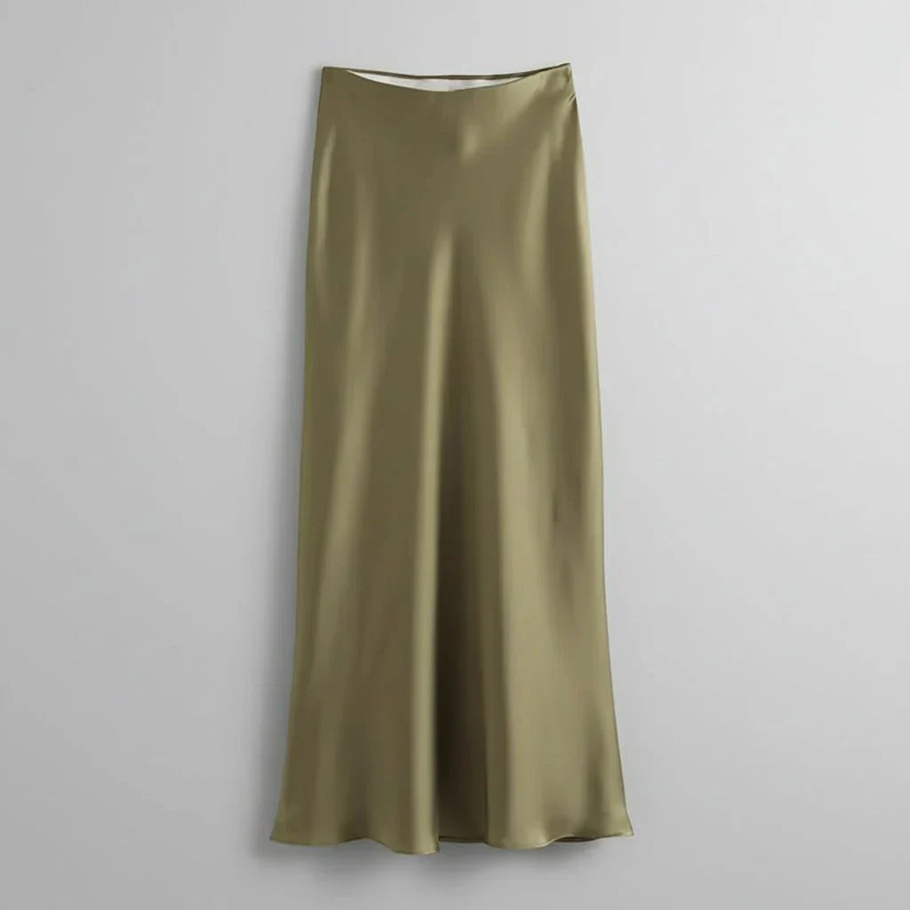 Women’s Midi Skirt with Smooth Finish and Flared Hem