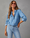 Women’s Oversized Button-Up Shirt with Chest Pockets