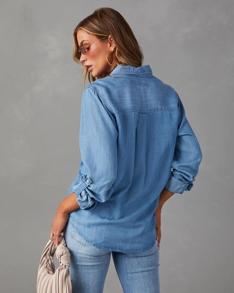 Women’s Oversized Button-Up Shirt with Chest Pockets
