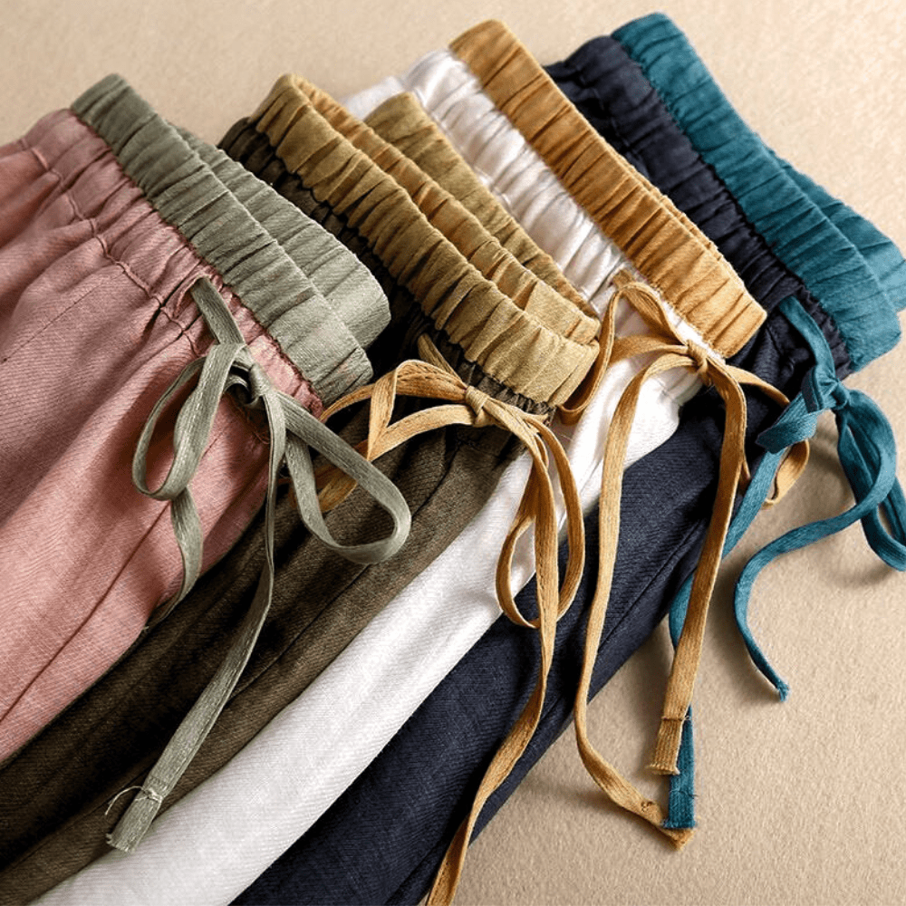 Women’s Relaxed Drawstring Linen-Blend Pants – High-Waist Loose Fit