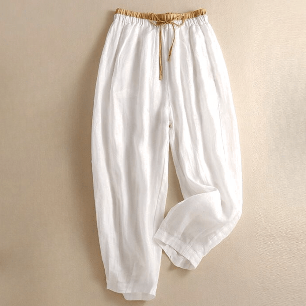 Women’s Relaxed Drawstring Linen-Blend Pants – High-Waist Loose Fit