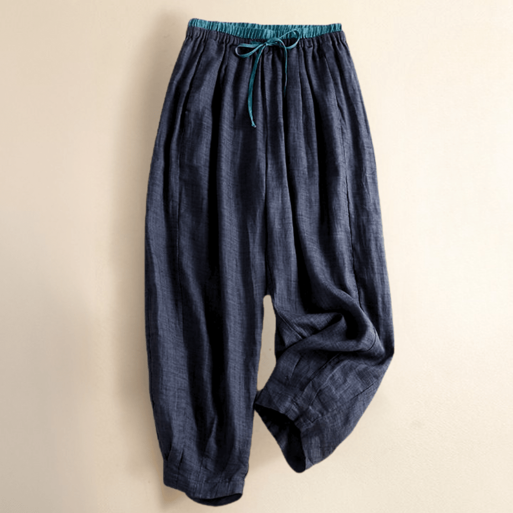 Women’s Relaxed Drawstring Linen-Blend Pants – High-Waist Loose Fit