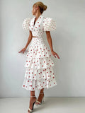 Women’s Strawberry Print Crop Top and Tiered Ruffle Skirt Two Piece Set