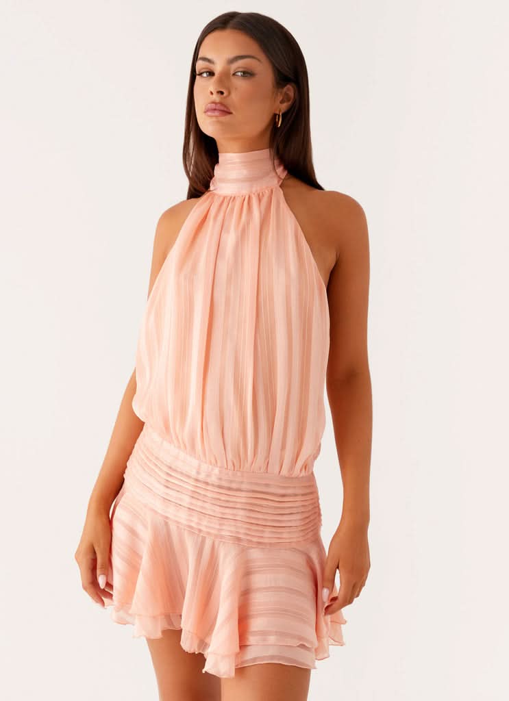 Women's Summer Halter Ruched Bodycon Mini Dress