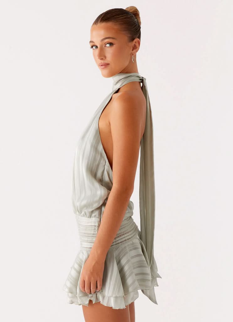 Women's Summer Halter Ruched Bodycon Mini Dress
