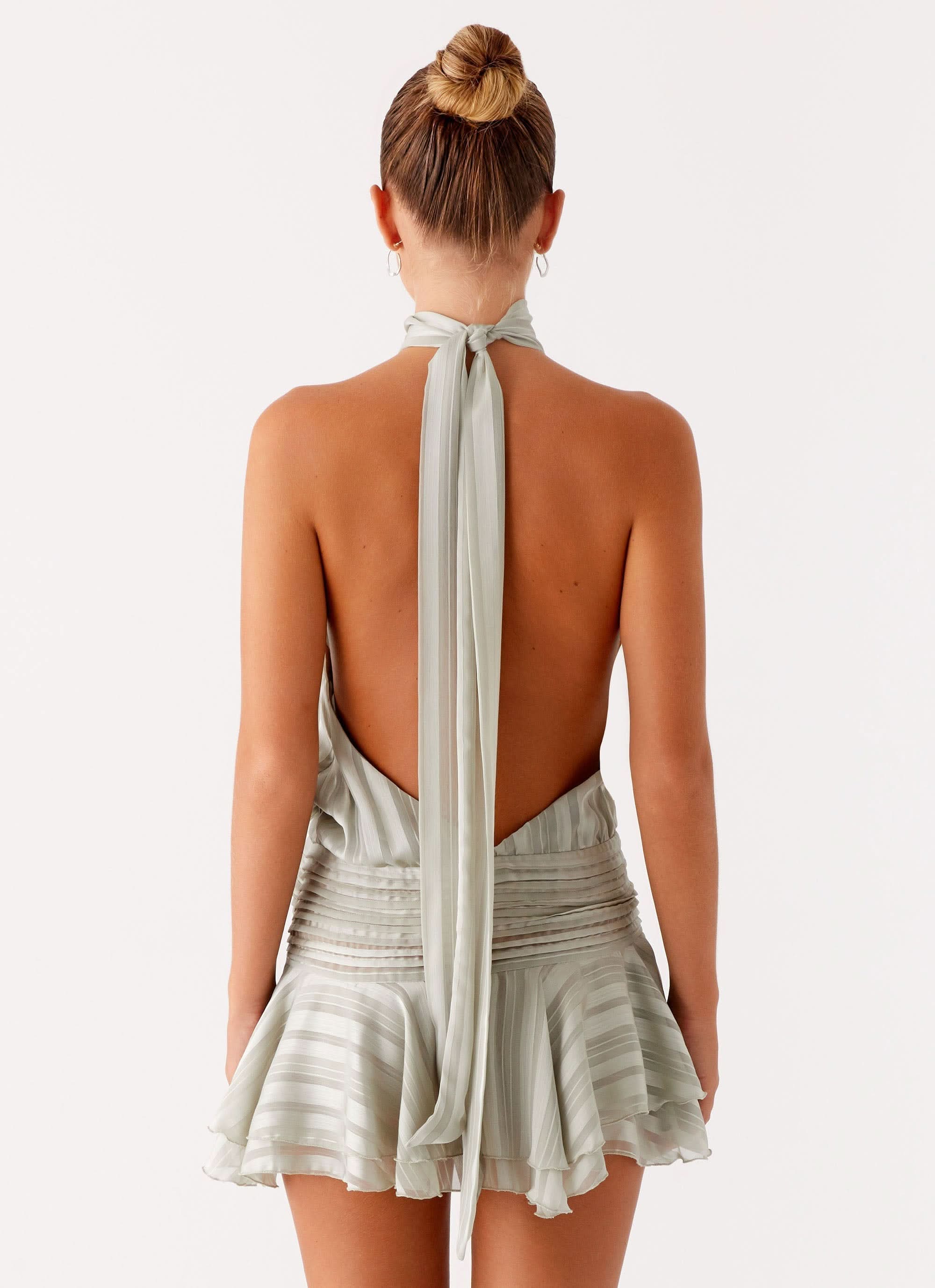 Women's Summer Halter Ruched Bodycon Mini Dress